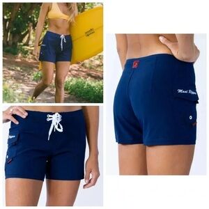 Maui Rippers Navy Swim Cargo Pocket Board Shorts size 16 9” inseam NWOT